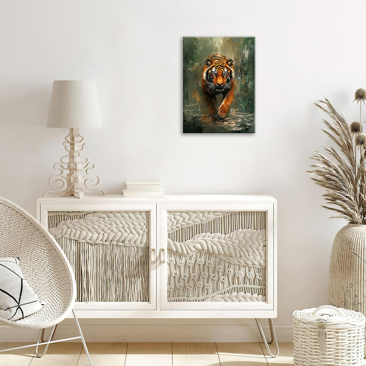 Tiger Canvas Wall Art Wildlife Animal Print Painting Framed ArtWork 16"x20" (Tiger / 20"L x 16"W)