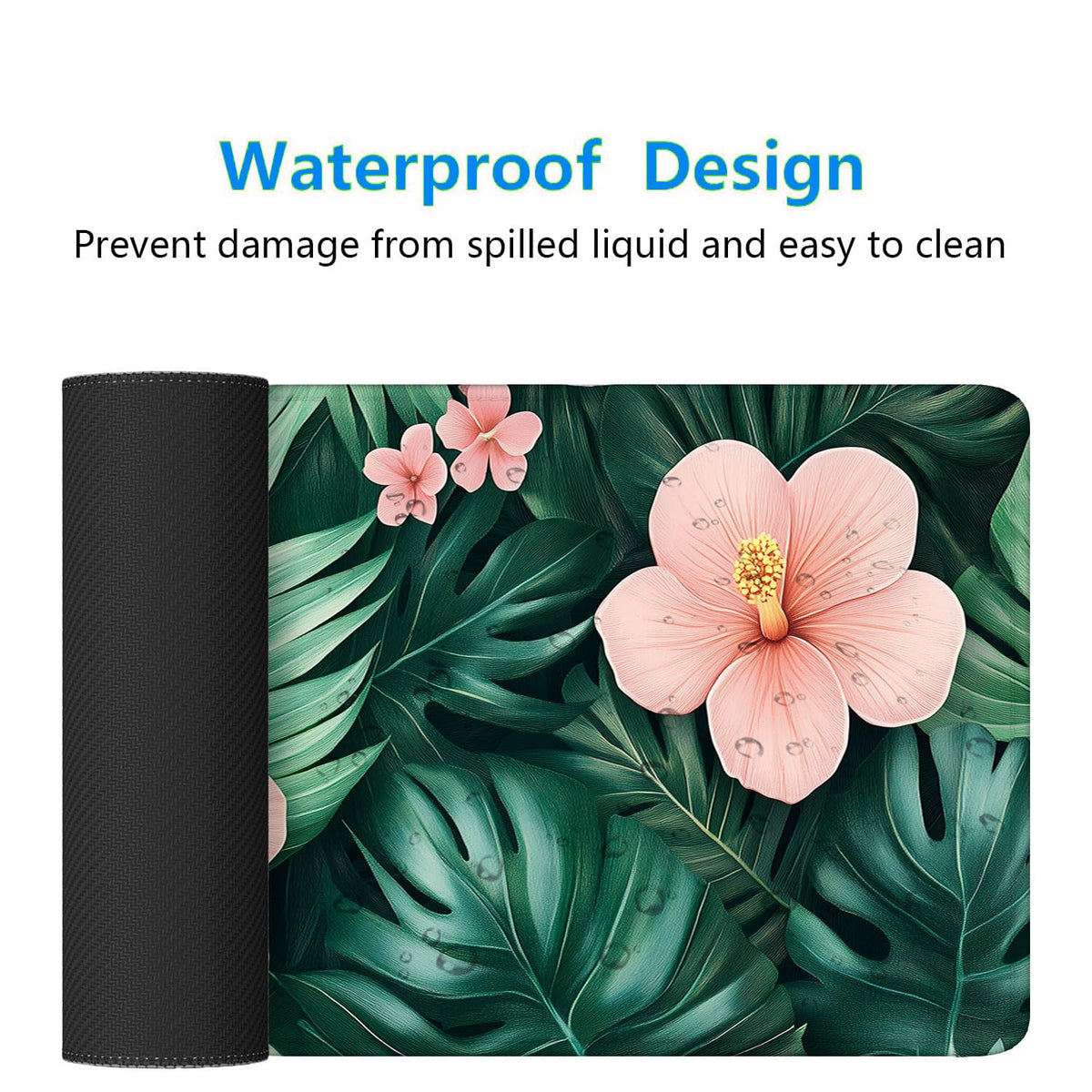 Tropical Leaves Gaming Mouse Pad Desk Pad Flowers Ferns Nature Green Pink Mouse Pad Mousepad Extended Laptop Keyboard Mat Gaming Desk Pad Mouse Mat Office Computer Keyboard Laptop Home 31.5"x11.8" (Extended XX-Large / Tropical Leaves)