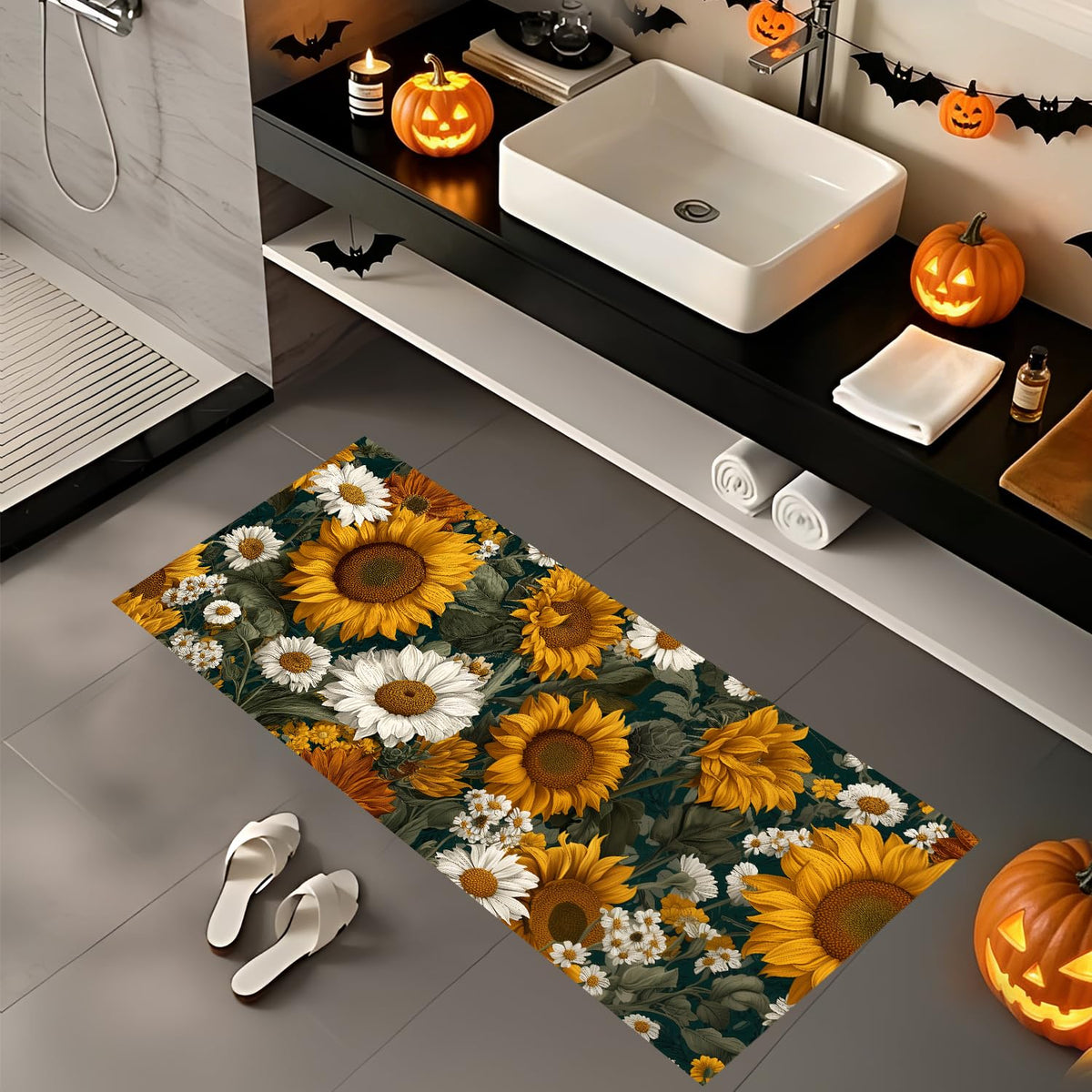 Sunflower Daisy Laundry Room Rug 20x47 Inch (#93)