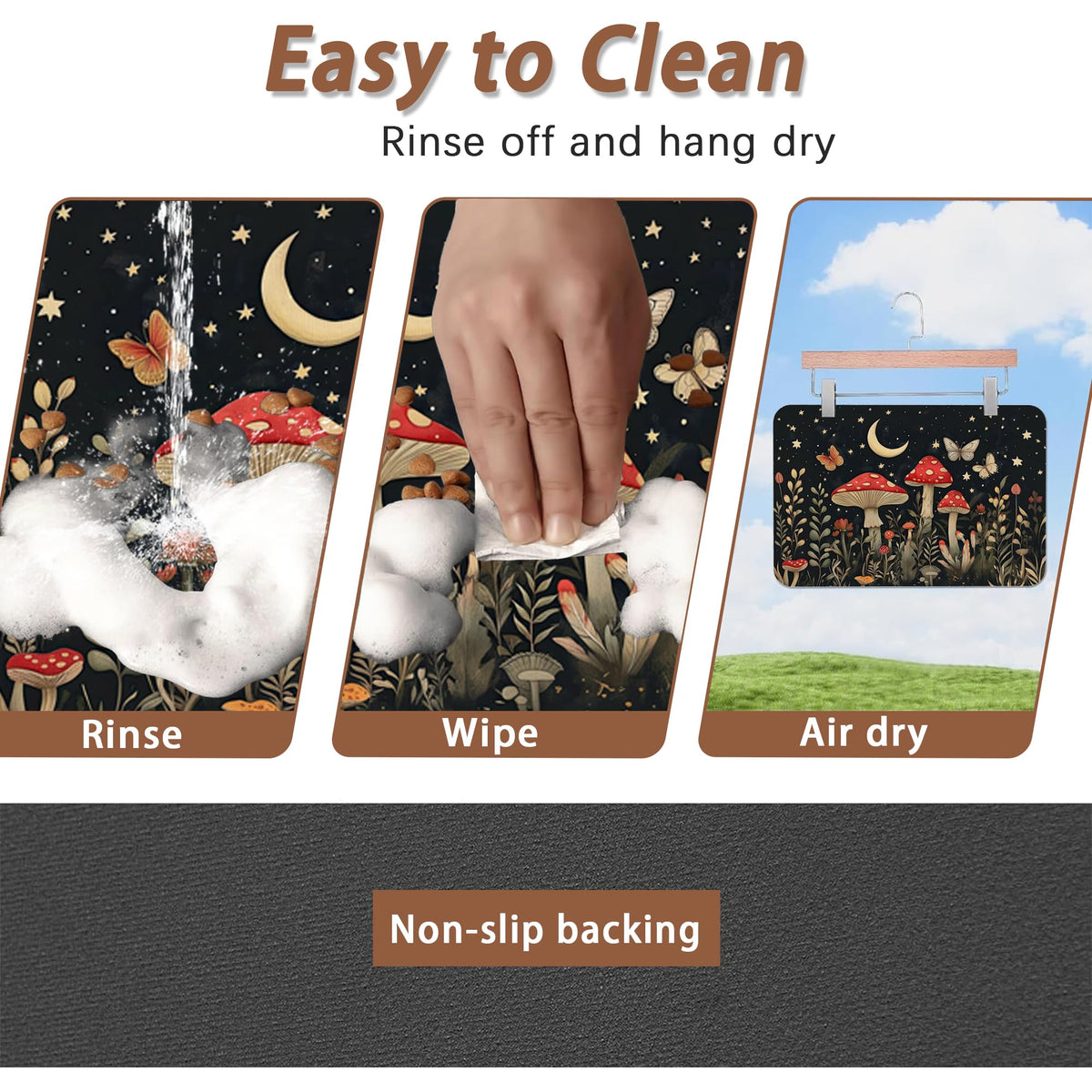 Red Mushrooms Pet Feeding Mat (16"L x 16"W / Red Mushrooms Wildflower Butterfly)
