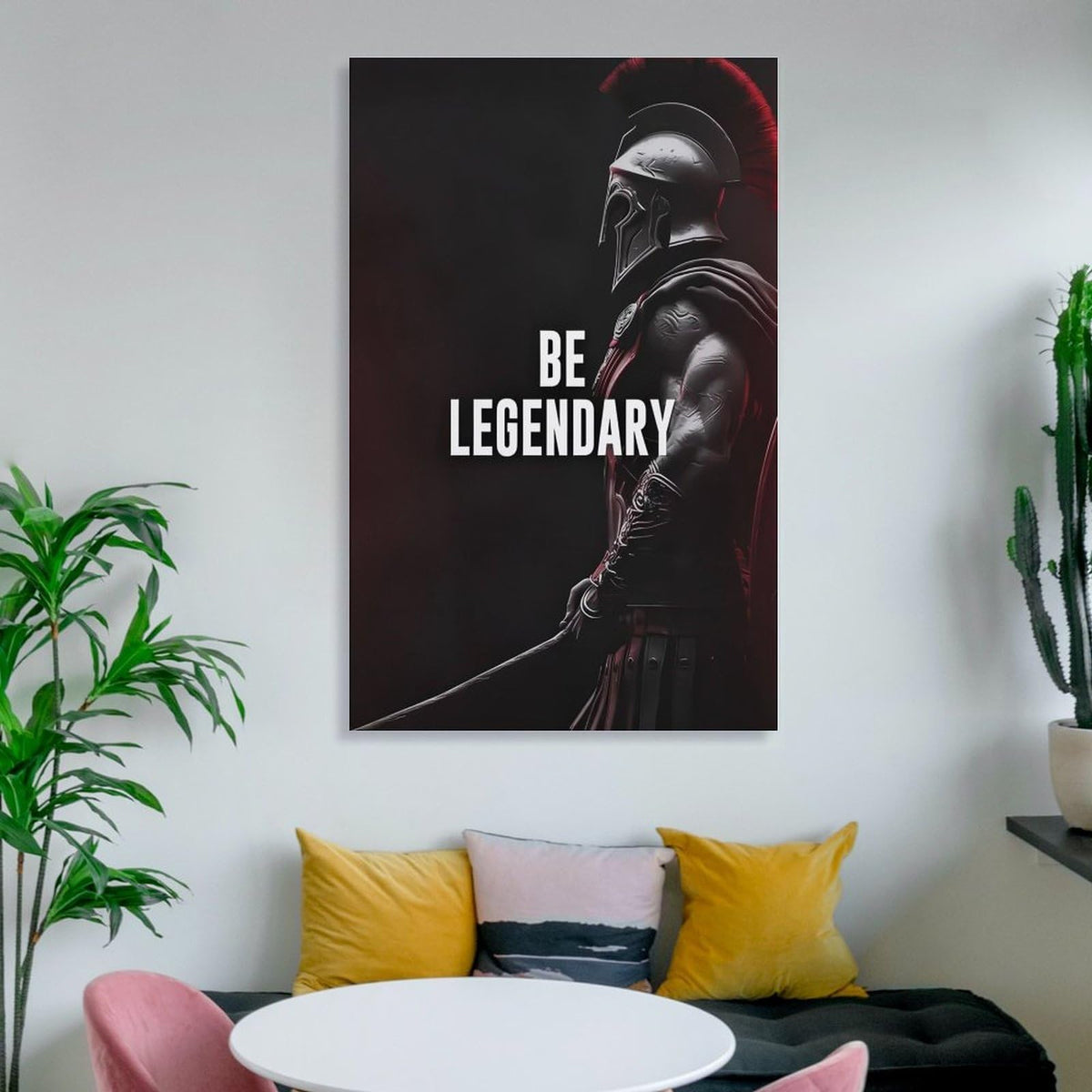 Be Legendary Spartan Warrior Motivational Print Canvas Printing Wall Art Prints Wall Decor Posters Dark Red Black Minimalist Stoic Gym Office Living Room Bedroom Decor 16x24inch (style-40 / 16x24inch(40x60cm) Frame)