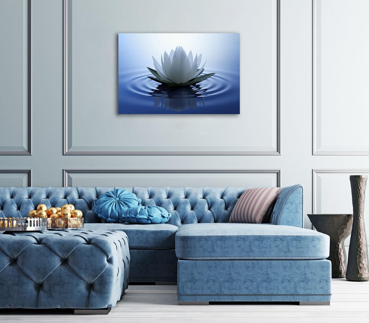 White Lotus Wall Art Canvas Pictures Print Spiritual Meditation Artwork Poster for Yoga Room Bathroom Zen Spa Photo Decor Framed Ready to Hang (24"L x 36"W / Lotus 05)