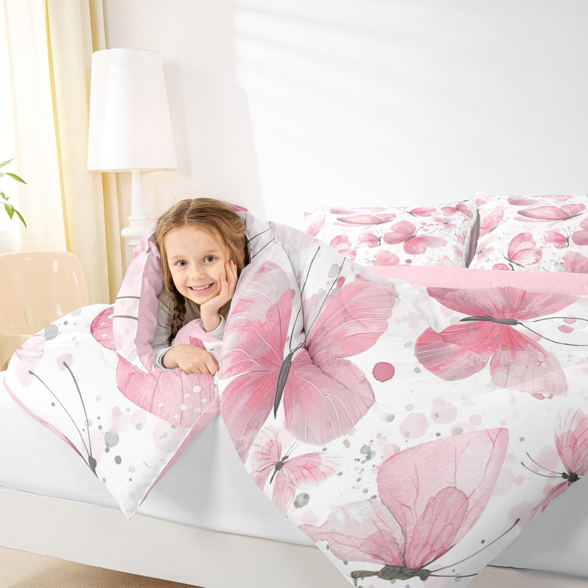 Girls Butterfly Kids Comforter Set King Size for Kids Boys Girls (Multi 815 / King)