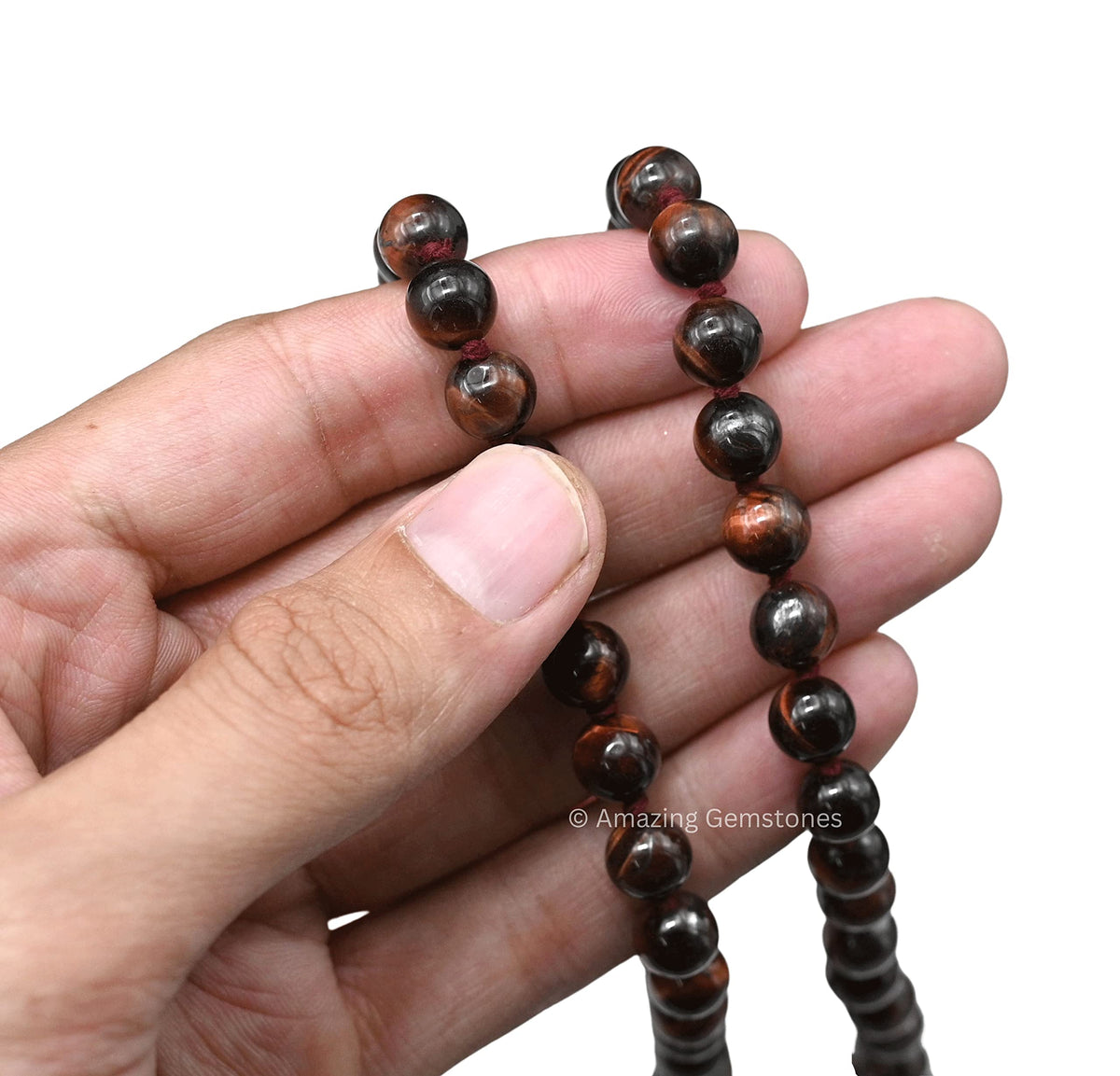 Red Tigers Eye Buddhist Prayer Beads Japa Mala with 108 Meditation Beads (Hand Knotted / Red Tigers Eye)