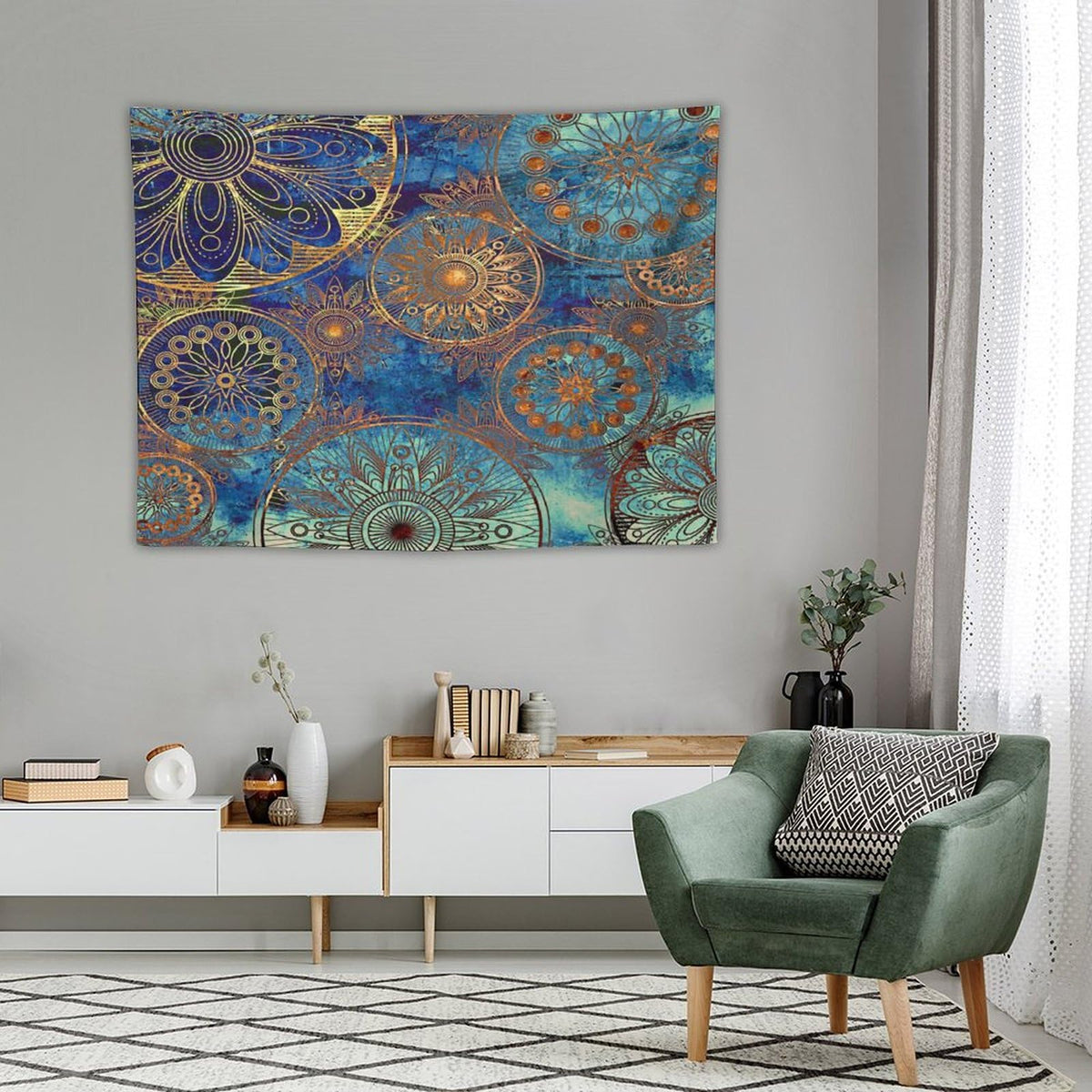 Boho Floral Tapestry Wall Hanging Retro Mandala Flower Vintage Mystical Dream Style Theme Tapestries Home Decor for Living Room Bedroom Apartment Farmhouse Dorm 30"x40" (30"L x 40"W / Mandala-30)