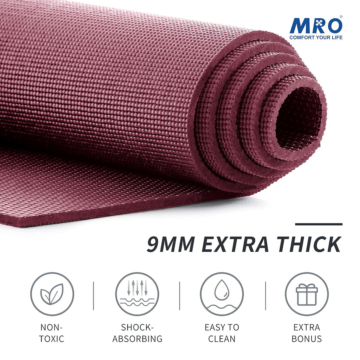 Premium Large Yoga Mat 72x 48x 9mm (Purple / 6*4 FT)