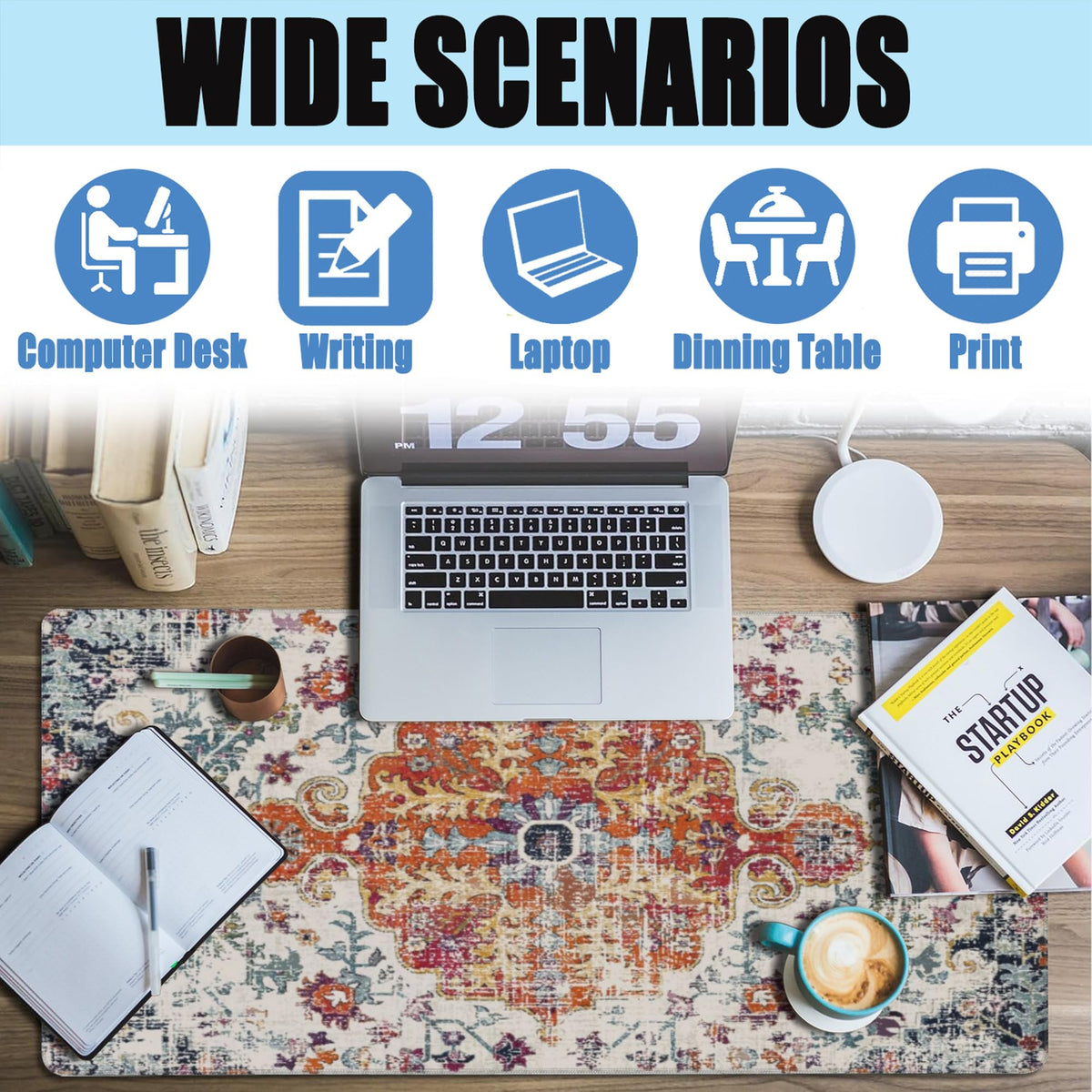 Large Gaming Mouse Pad for Desk (35.4" x 15.7" / Boho Carpet Style-1)