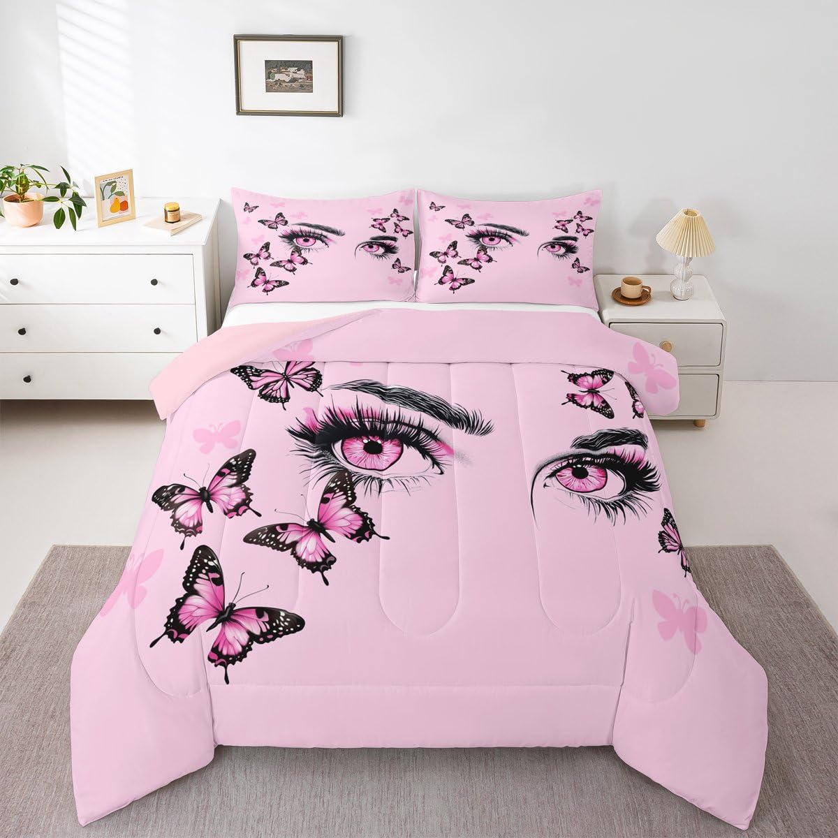 Eyelash Bedding Set Full Size 3 Pcs for Boys Girls (Multi 802 / Full)