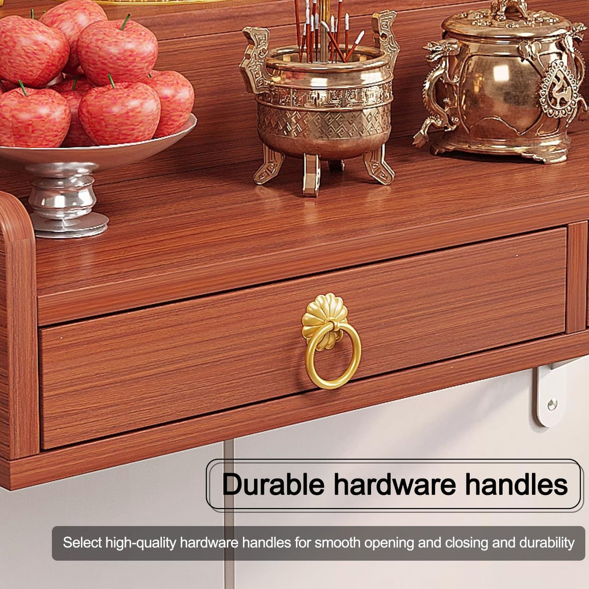 Solid Wood Altar Table Shelf (Brown / 30cm/11.8in)