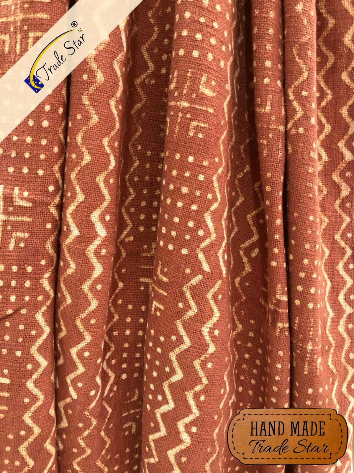 100% Cotton Throw Blanket Hand Block Print Boho Blanket Mudcloth Cozy Throw Blanket for Housewarming Sofa Wedding Gifts for Home Decor (Rust / Alma (120 x 170 Cms))
