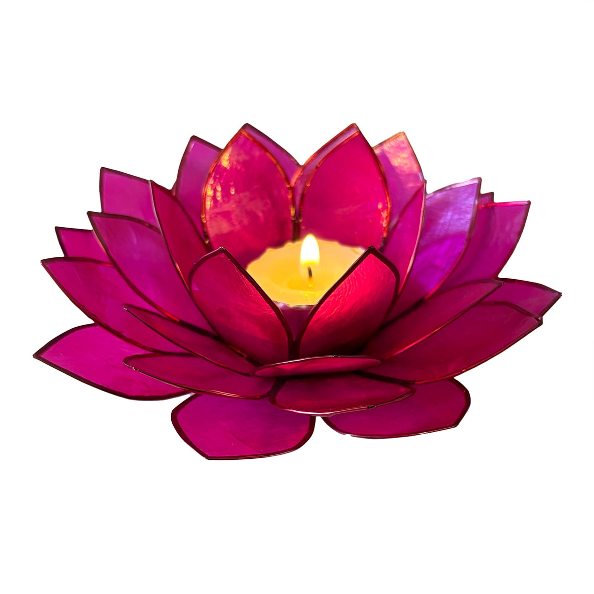 Moonshadow Handmade Capiz Shell Lotus Tea Light Holder (Pink)