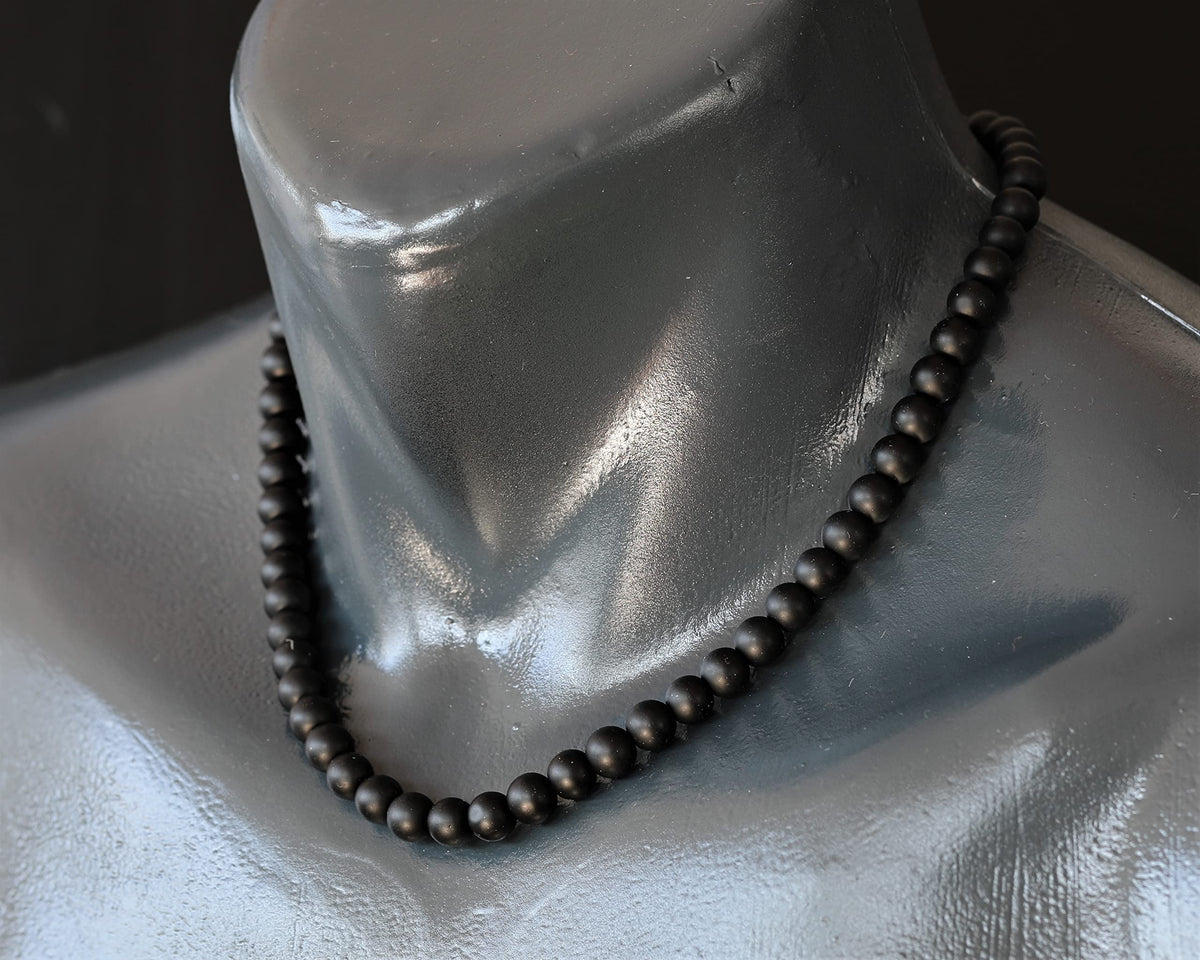 Natural Matte Black Onyx Beaded Choker Necklace (Matte Black Onyx / 28 Inches)