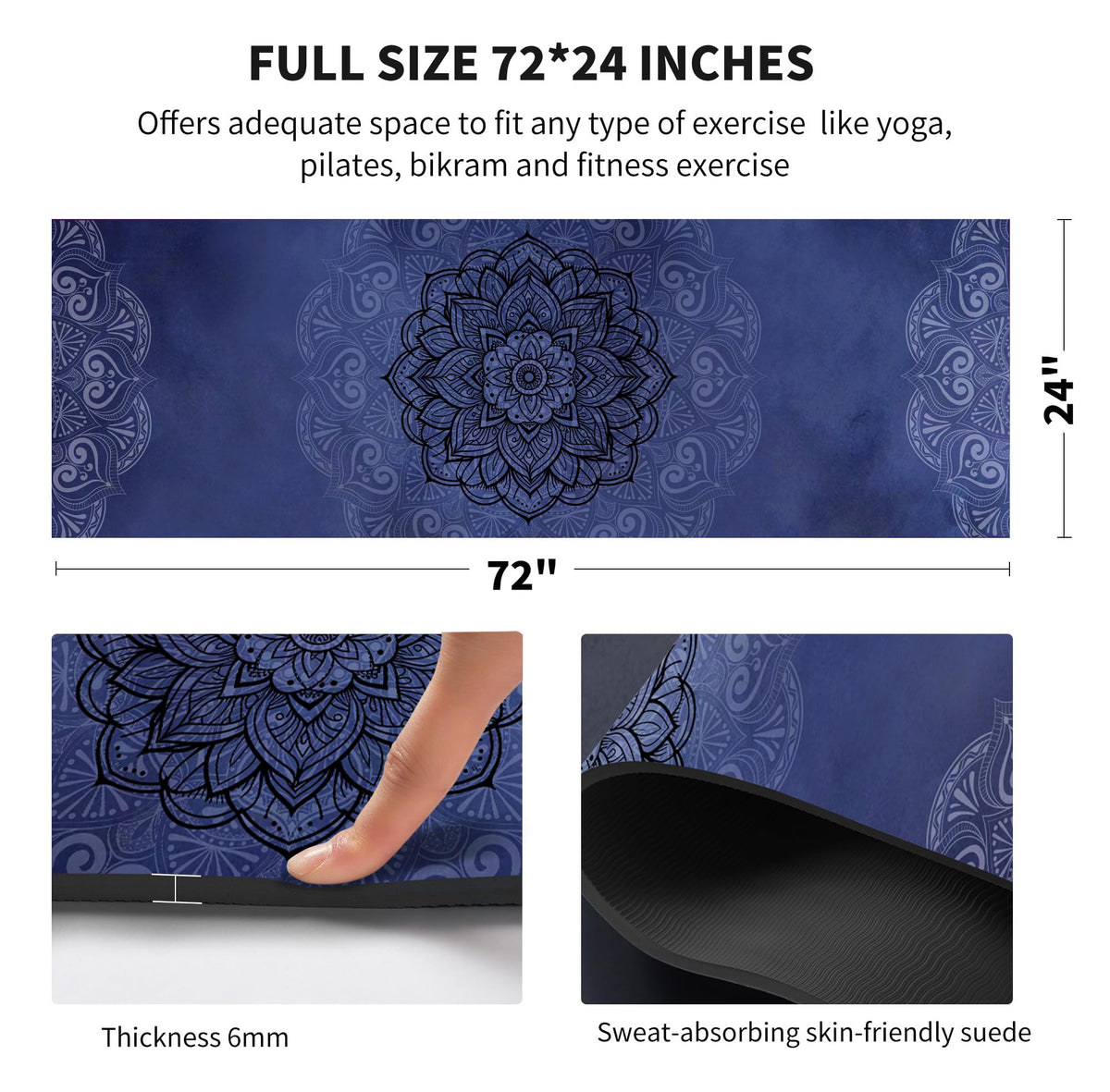 Yoga Mat Print Extra Thick TPE Non Slip Fitness Exercise Mat with Carrying Bag (ManTuoLuo6)