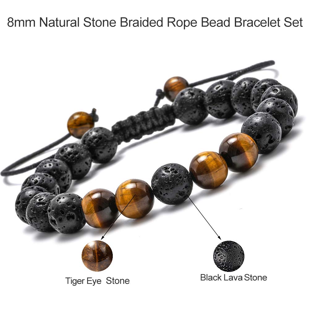 Natural Bead Bracelet (Lava Rock&Yellow Tiger Eye Bracelets)