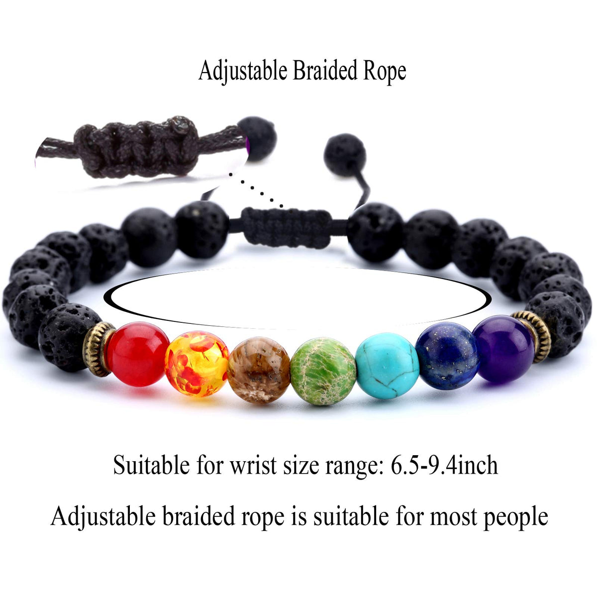 Men Women 8mm Lava Rock Beads Chakra Bracelet (set4)