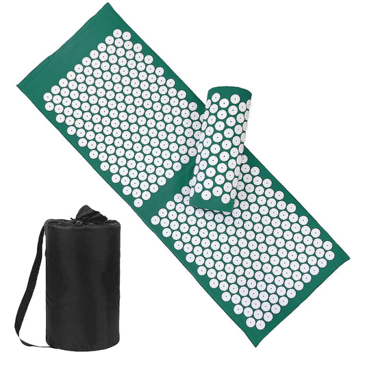 47" Acupressure Mat and Pillow Set with Carry Bag (Green-large)