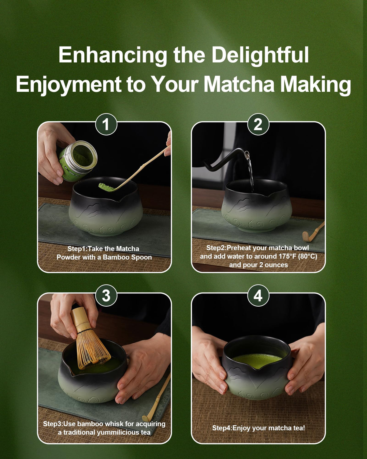 Premium Matcha Whisk Set (04-Sage Green / 5 Pcs)