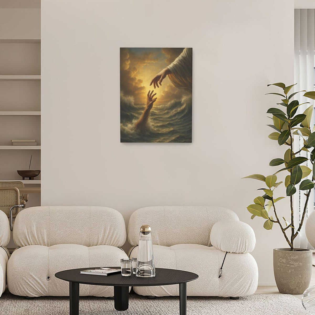Jesus Wall Art Christian The Hand of God Wall Decor Religious Bible Canvas Paintings Pictures Christ Prints Artwork Framed Decorations For Church Prayer Room Bedroom Living Room Gifts 12" x 16" (Jesus / 16"L x 12"W)