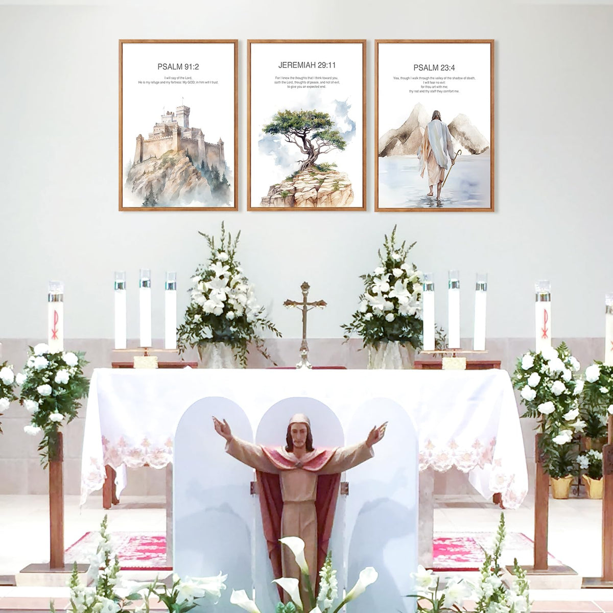 Christian Bible Verse Framed Canvas Wall Art Set Of 3 (Bible wall art)