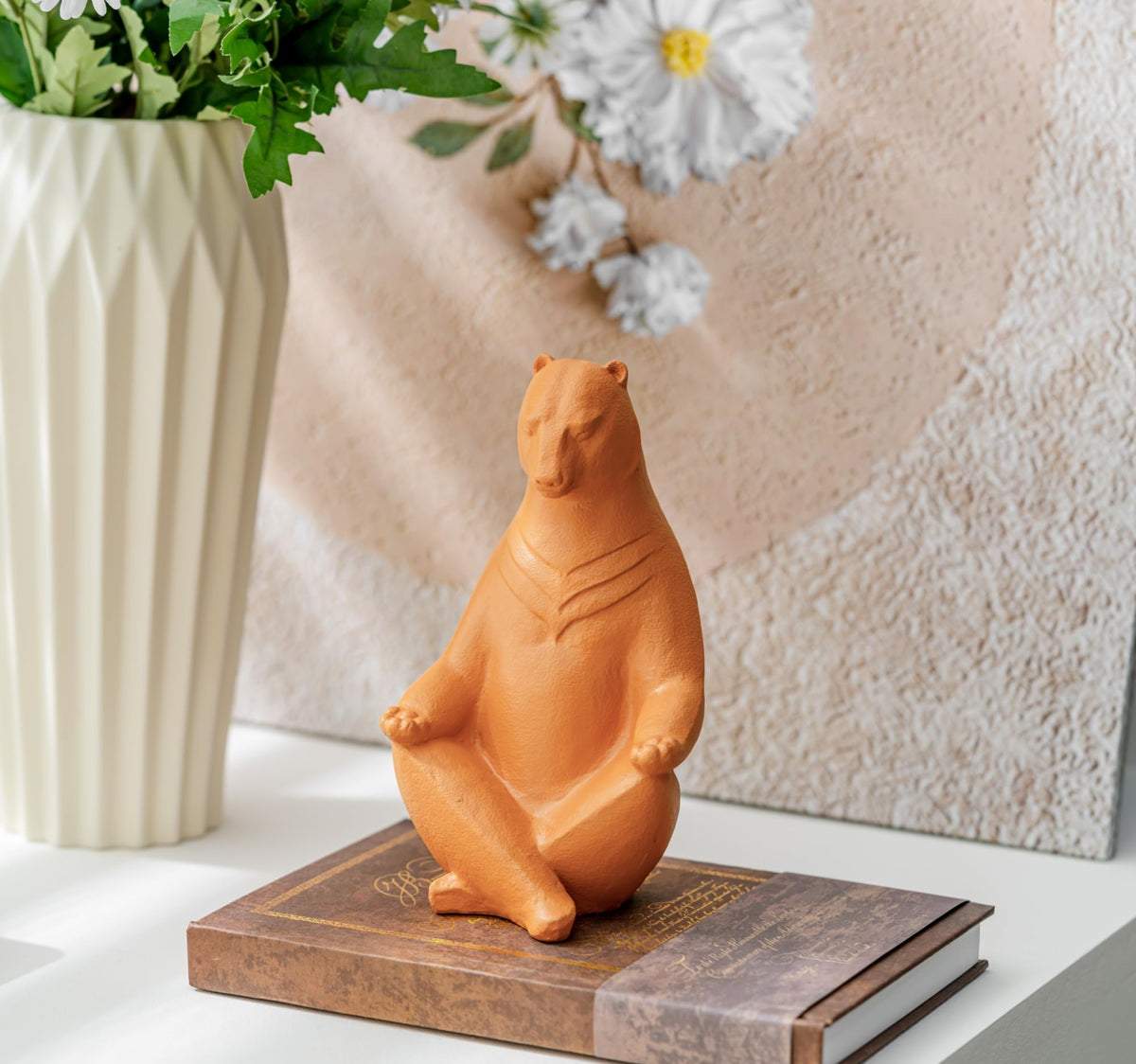 Yoga Meditation Bear Statue (Yellow a)