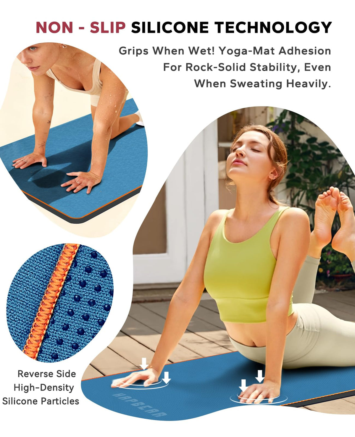 2 Pack Non Slip Yoga Mat Towel with Grip Dots (Blue (2 Pack))