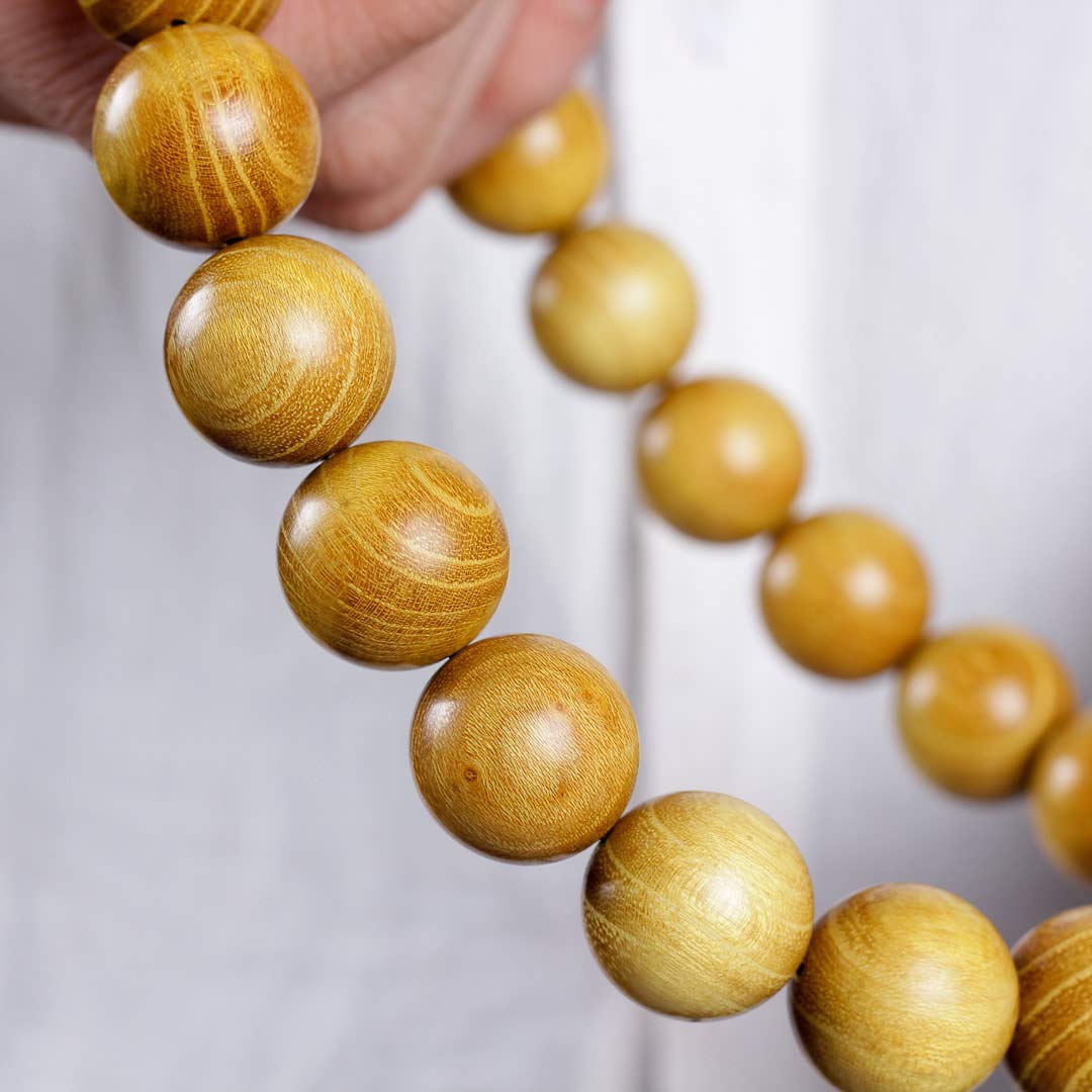 Natural Golden Sandalwood Mexican Bocote Mala Prayer Bracelet Link Wrist Necklace Beads (20mm 21 beads Boutique)