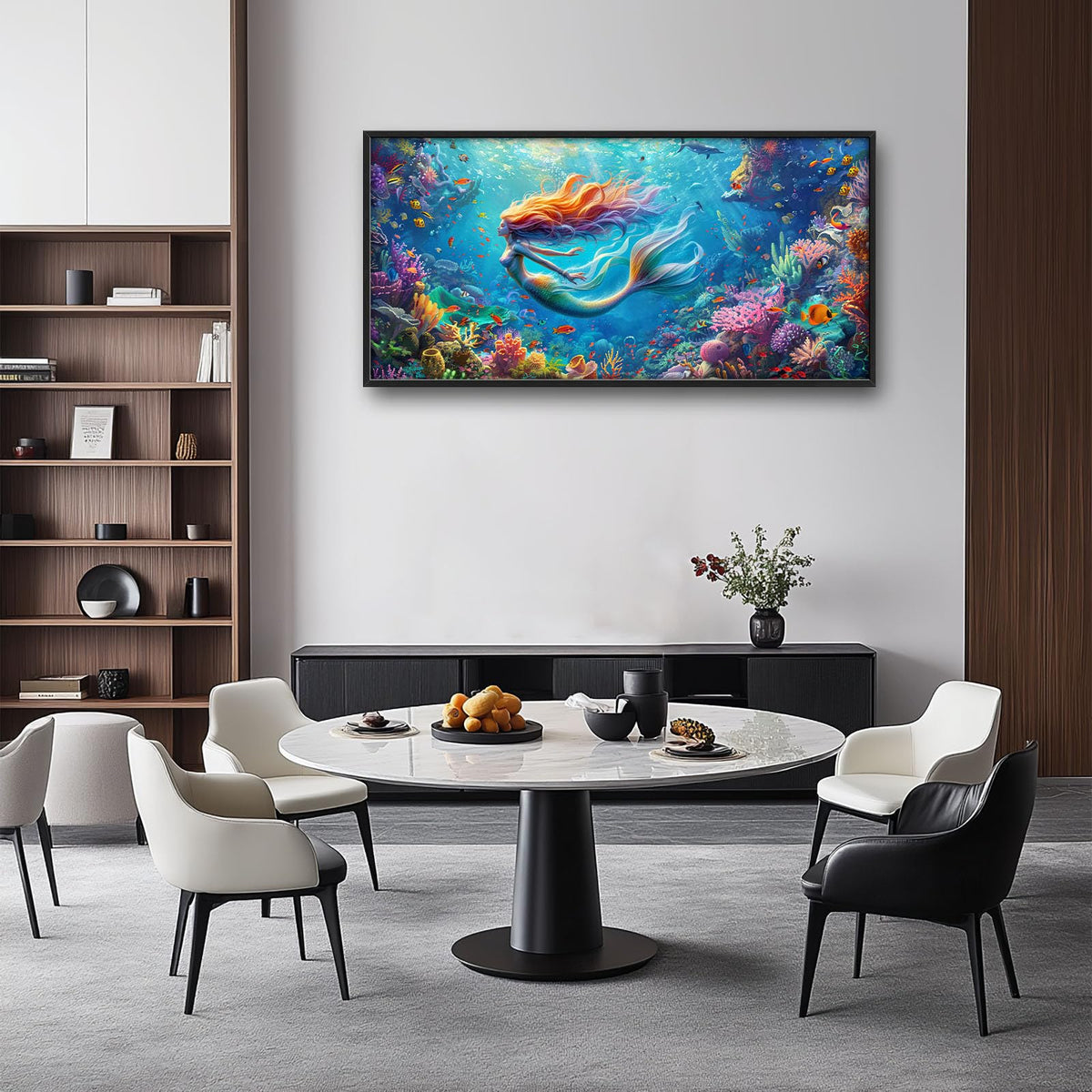Mermaid Large Wall Art Sea Ocean Mermaid Pictures Colorful Undersea Wall Decor Canvas Print Painting Artwork for Bathroom Living Room Bedroom 60L x 30W (Mermaid / 60"L x 30"W)