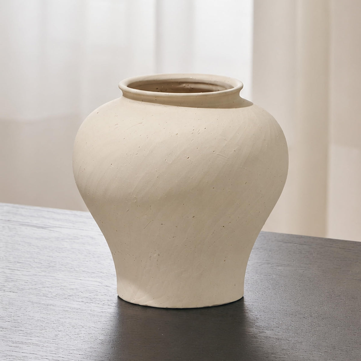 White Ceramic Rustic Vase (D - White 9.7")