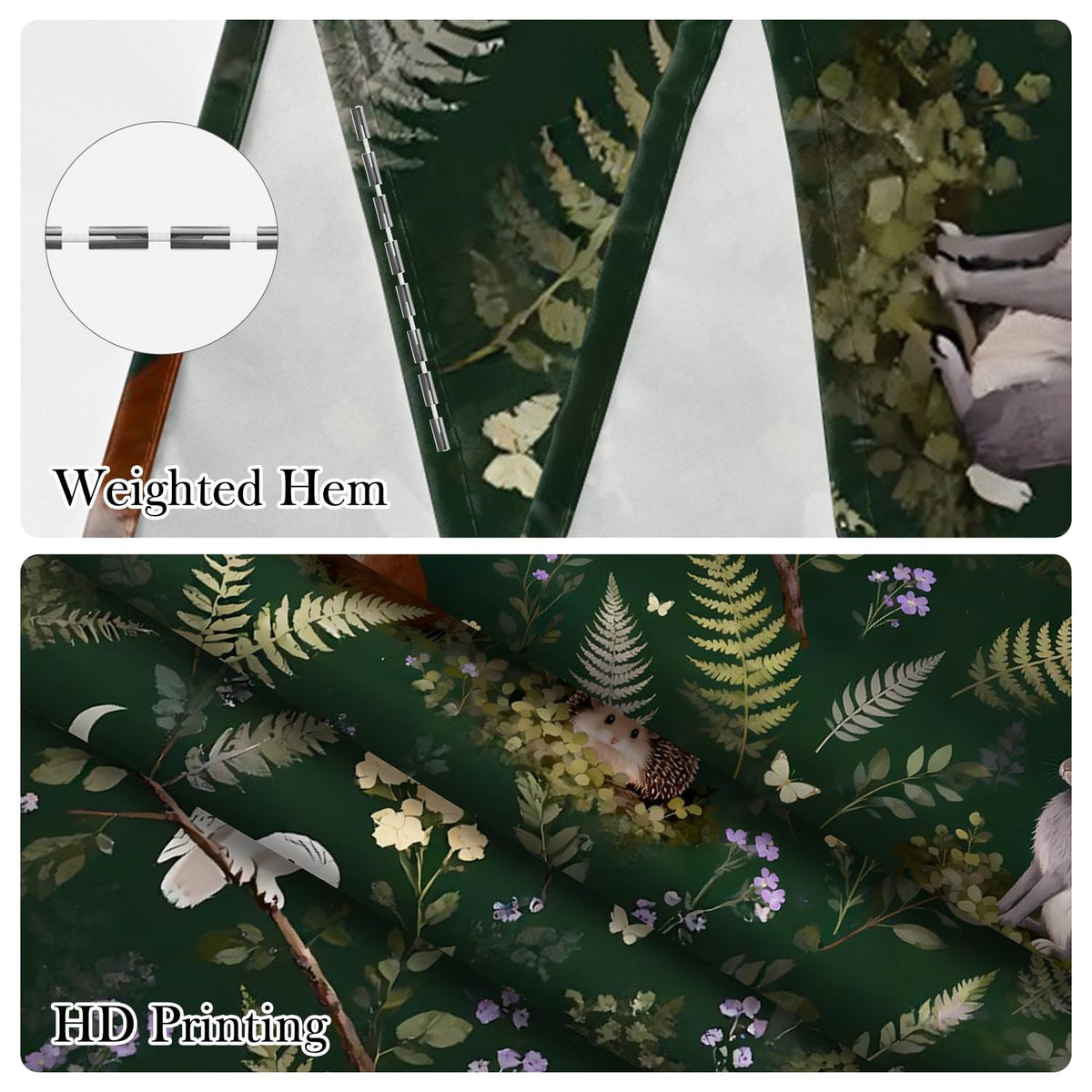 Whimsical Woodland Animals Shower Curtain 72x72 Inch (Botanical and Animals / 72"W x 72"L (Pack of 1))