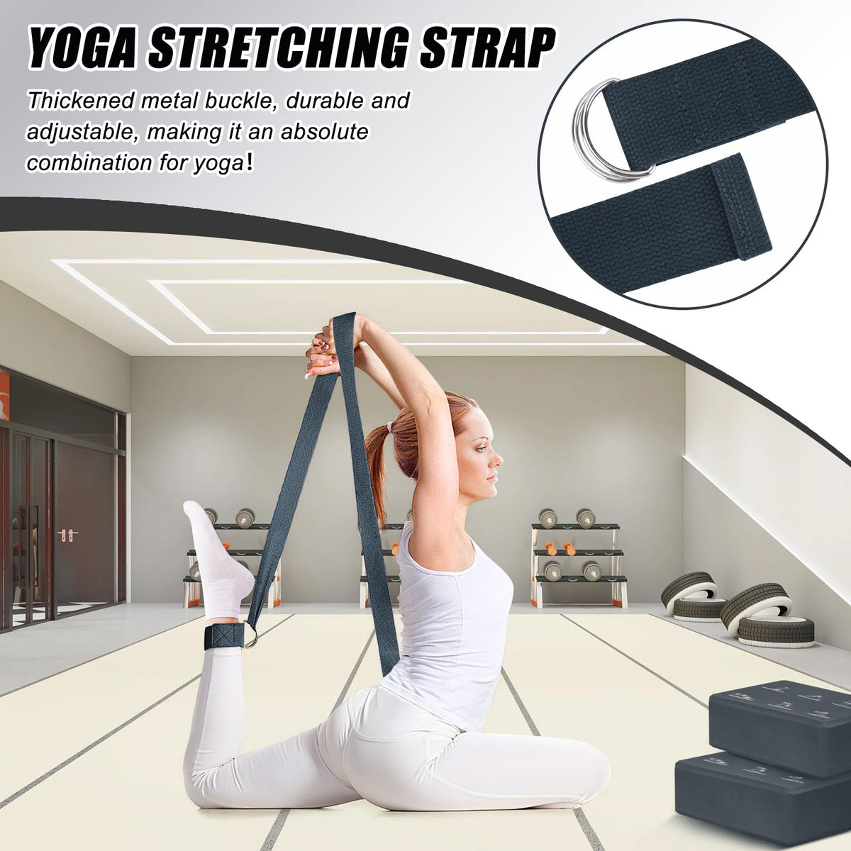 2 Pcs Yoga Blocks and 2 Yoga Straps Set (Gray / Normal)