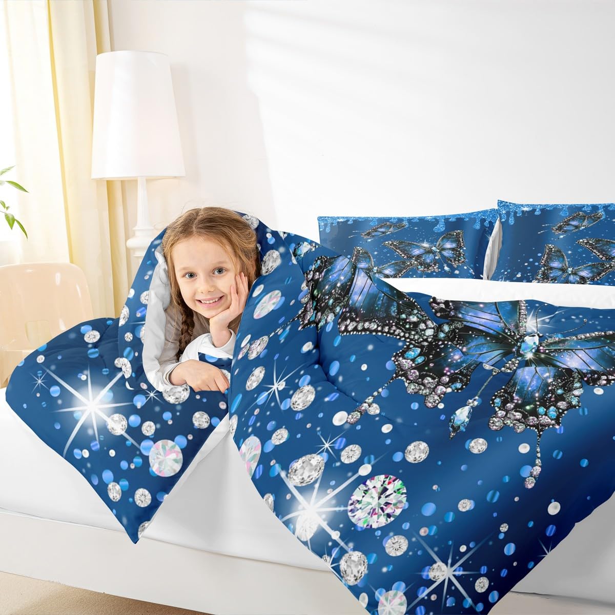 Butterfly Comforter Set Queen Size for Kids Boys Girls (Multi 804 / Queen)