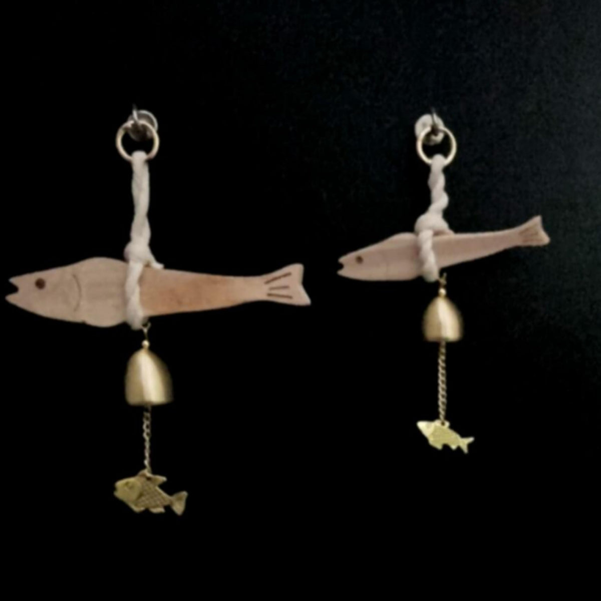 Korean Traditional Birchwood Fish Wind Chime with Strong Magnetic Hook (Large)
