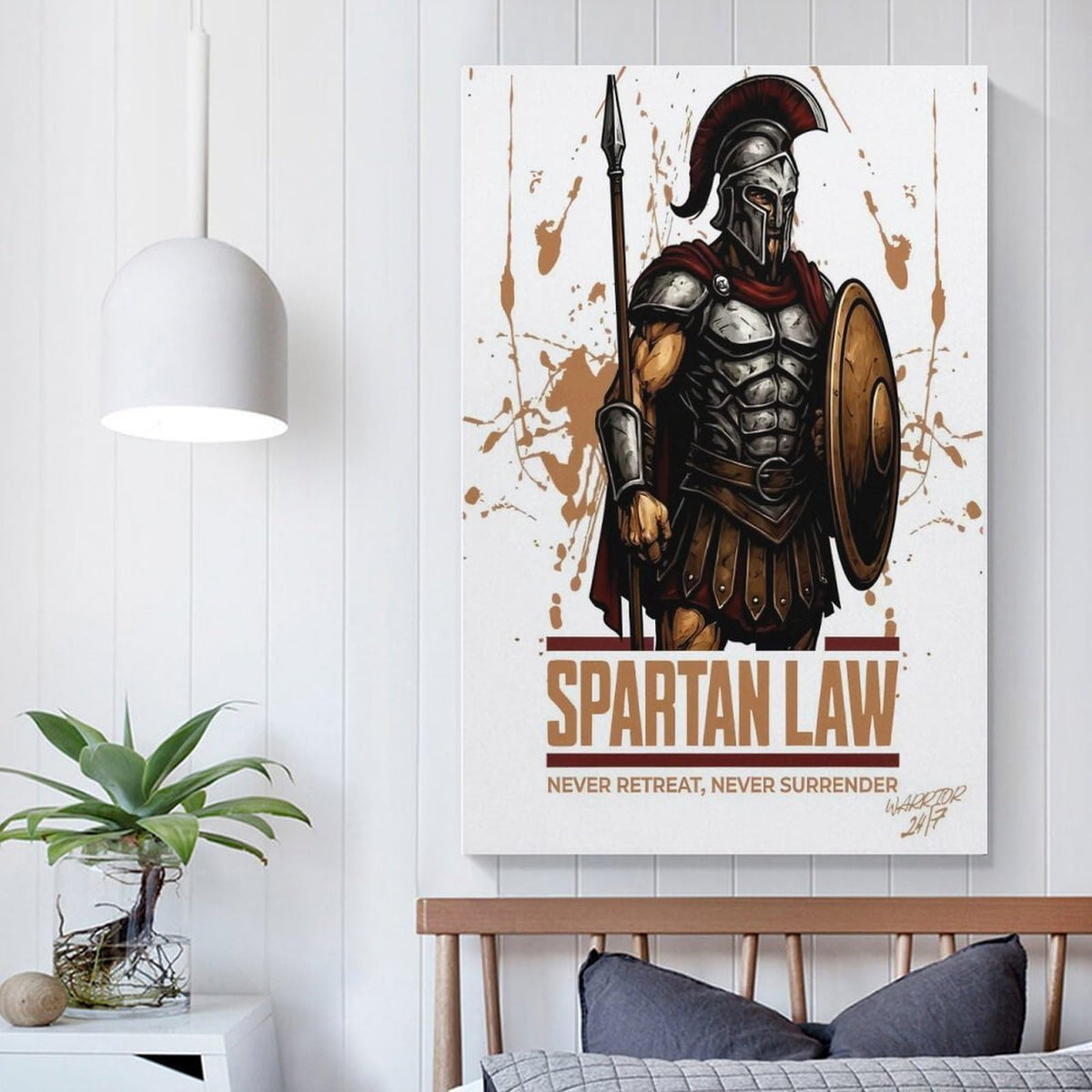 Spartan Law Never Retreat Never Surrender Canvas Printing Wall Art Prints Wall Decor Posters Ancient Warrior Shield Spear Vintage Greek Bedroom Living Room Office Gym Decor 24x36inch (style-27 / 24x36inch(60x90cm) Unframe)