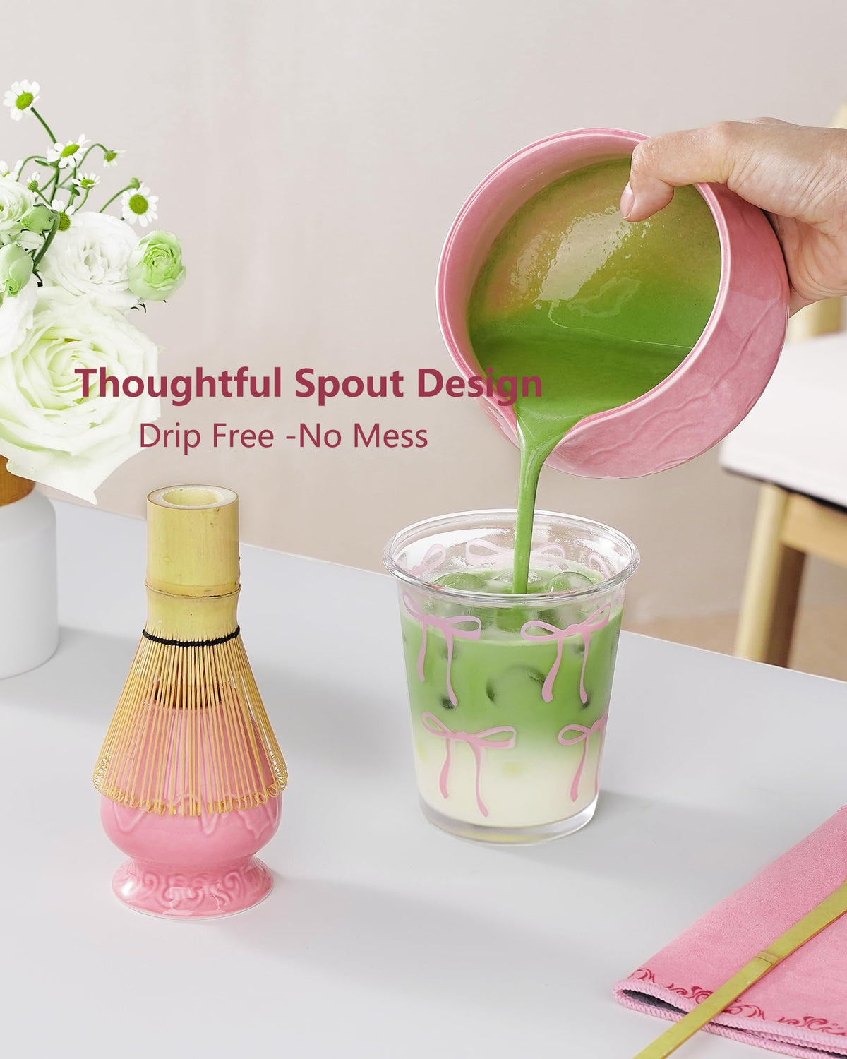Premium Matcha Whisk Set (01-Pink-Pink Box / 6 Pcs)