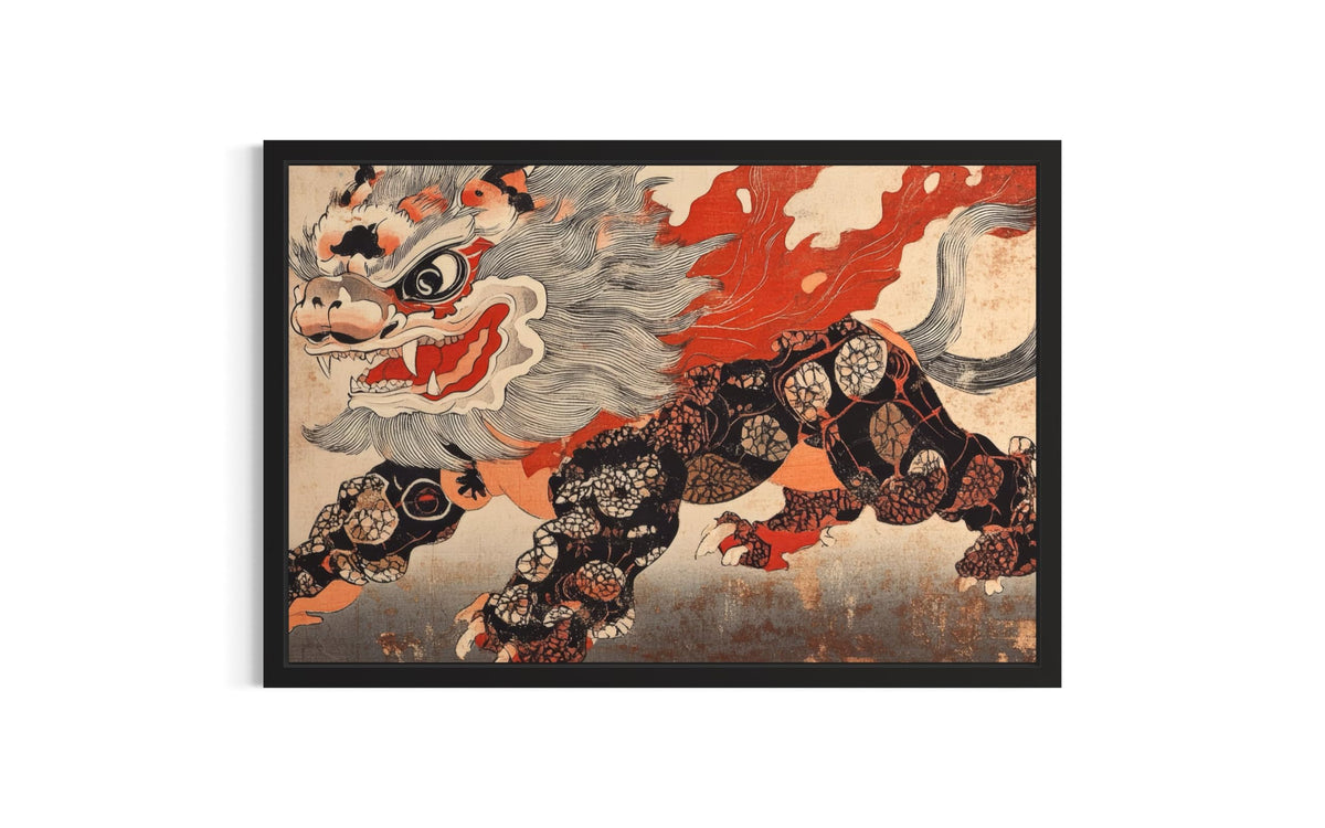 Lunar Lion Dance Unframed Wall Art Print Poster (Lunar Lion Dance / 20"L x 16"W)
