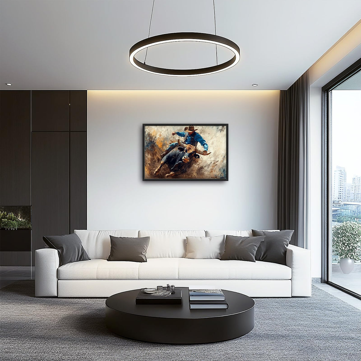 Large Framed Western Cowboy Wall Art Rustic Cow Wall Decor 36"x24" (western / 36"L x 24"W)