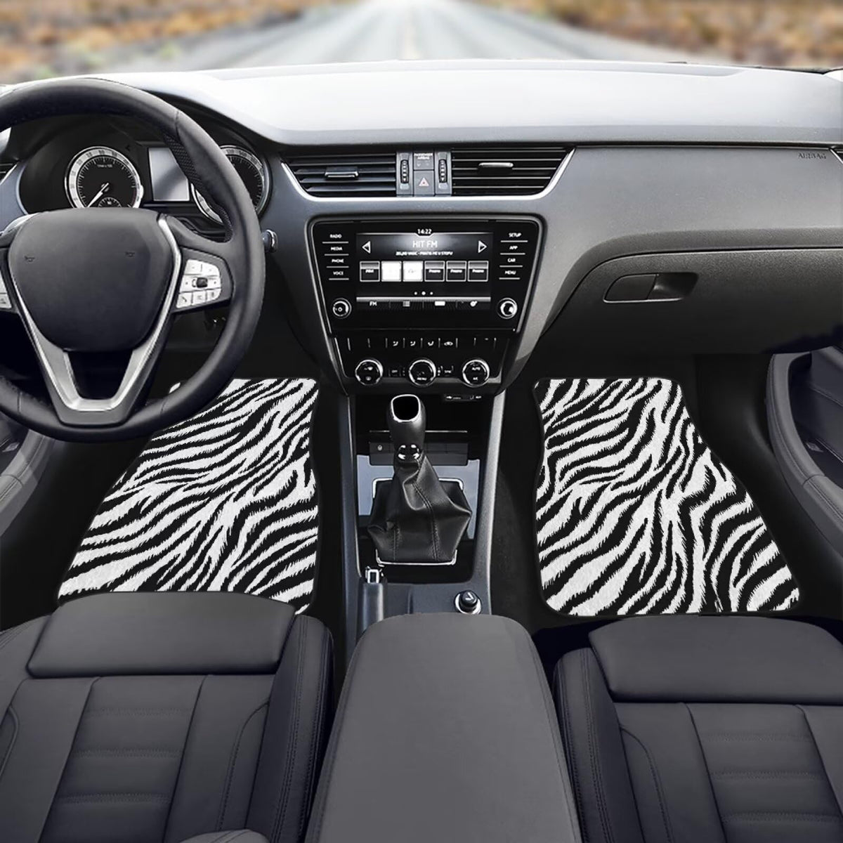 Zebra Print Car Floor Mats Rubber Car Carpet Mat 4 Pcs Automotive Floor Mats Universal Animal Texture Automotive Accessories for SUV Van Sedans Truck Vehicle (Zebra Print)