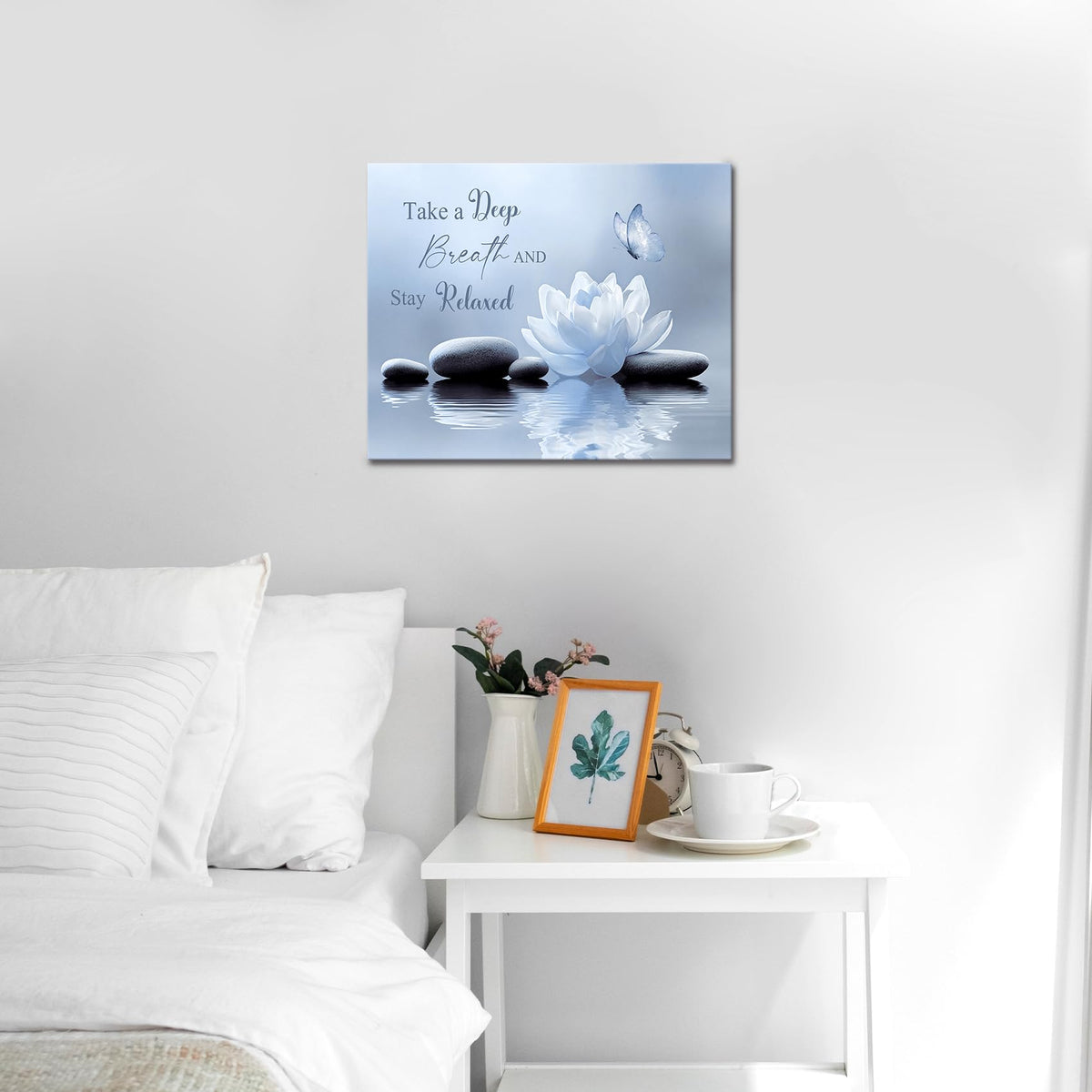 Zen Wall Art for Bathroom (16"L x 20"W / Blue)
