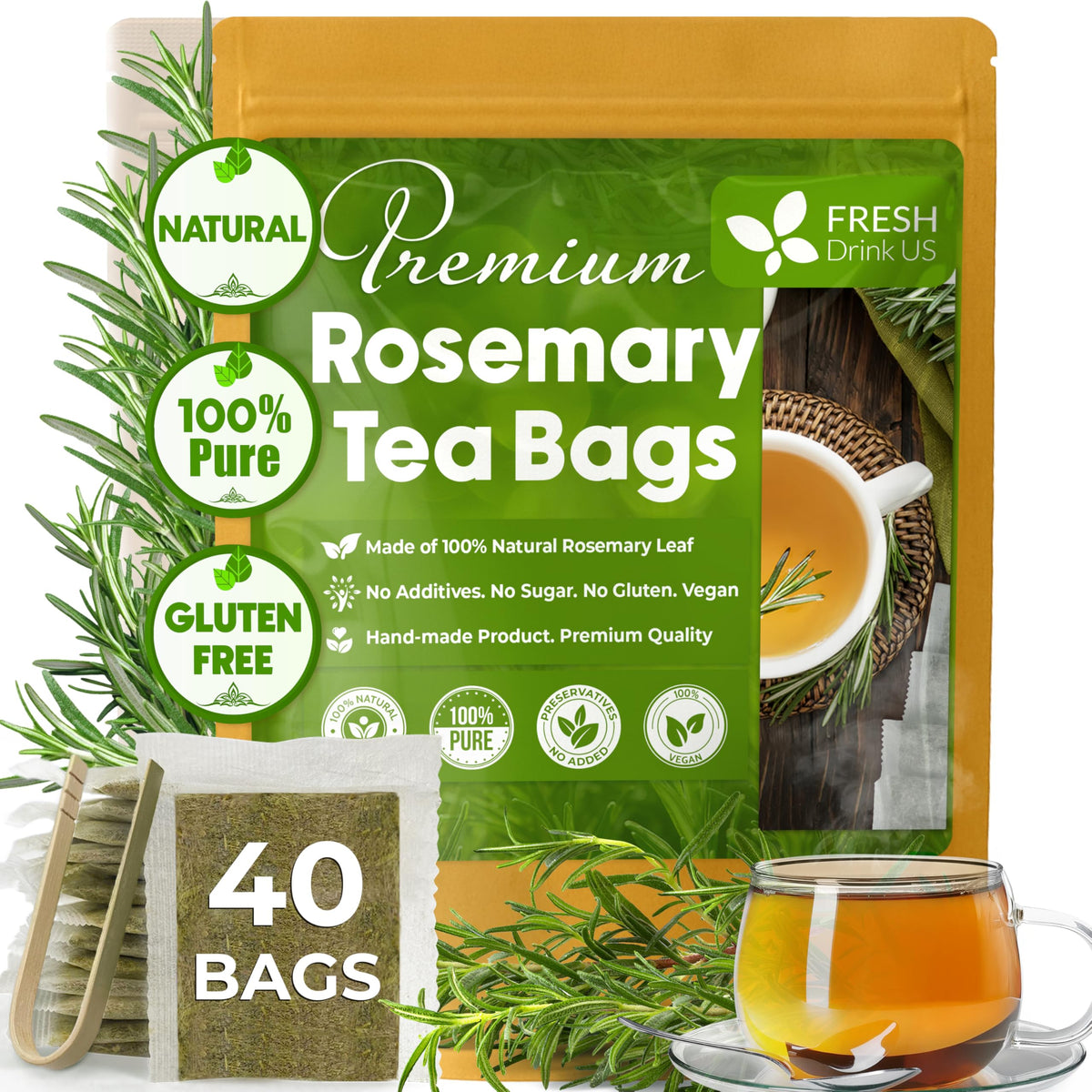 Premium Rosemary Leaf Tea (40 Tea Bags)