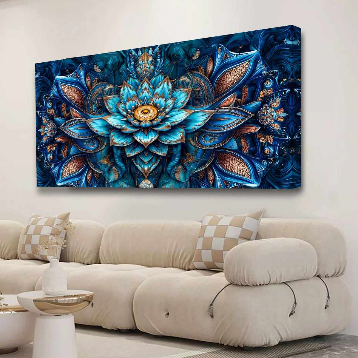 Blue Abstract Wall Art Bedroom Wall Decor Living Room (40"L x 20"W / Country House)
