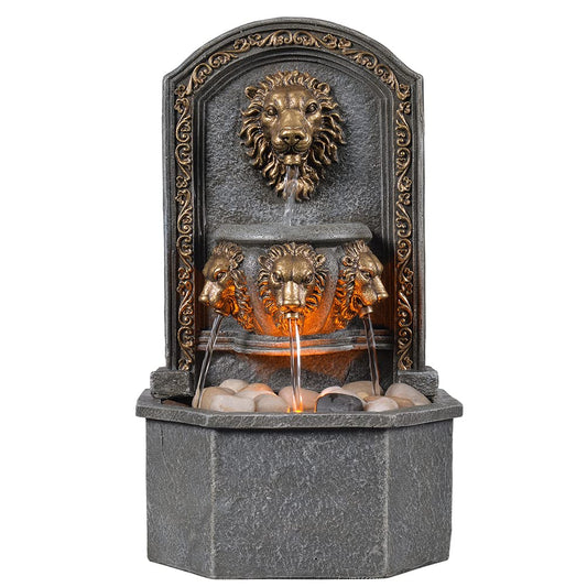 10.3 Inch Lion Head Tabletop Water Fountain (Yellow)