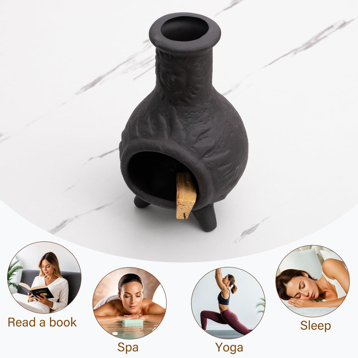 Sun Face Palo Santo Holder (Black -Sun Face Palo Santo Holder)