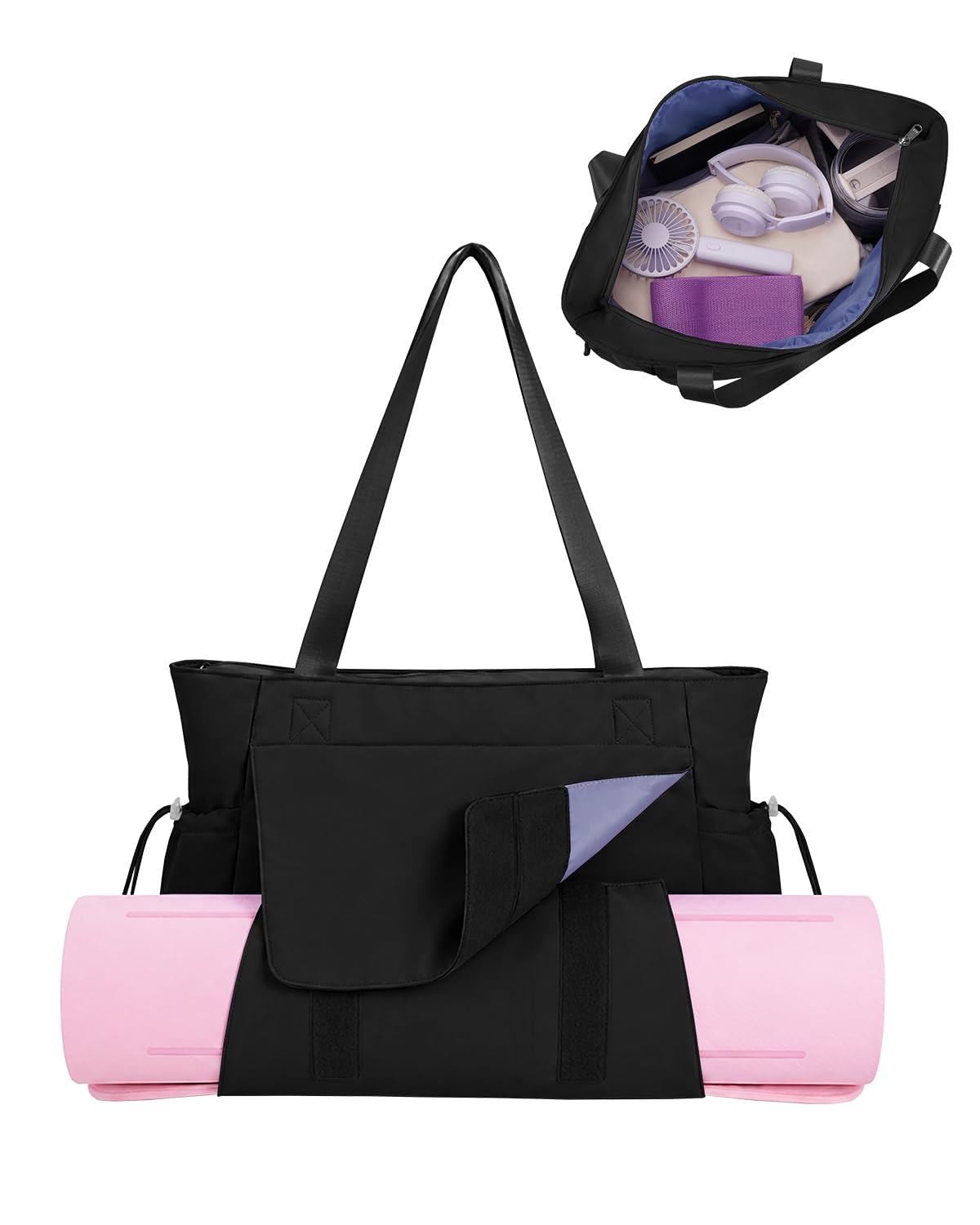Yoga Mat Bag Tote Gym Bags Water Resistant Yoga Mat Bag Carrier (Deep Black)