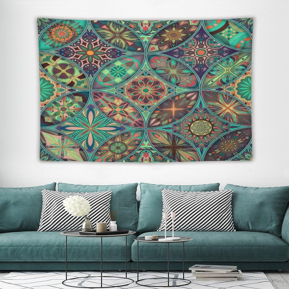 Vintage Mandala Tapestry Wall Hanging Bohemian Boho Colorful Tapestries Home Decor for Living Room Bedroom Apartment Farmhouse Dorm 60"x90" (60"L x 90"W / Mandala-28)