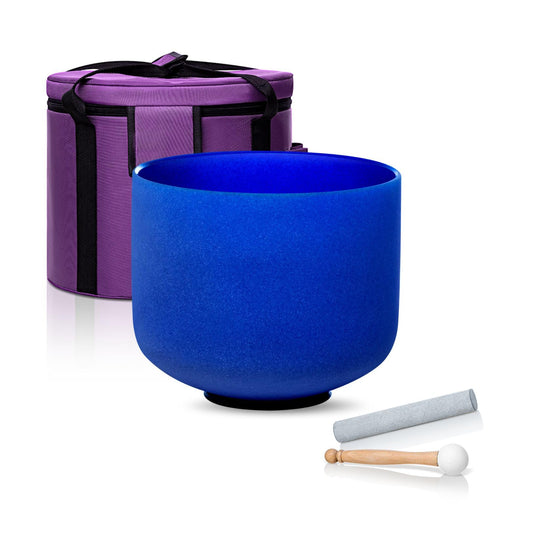 8 Inch Ingio A Note 432hz Third Eye Chakra Crystal Singing Bowl Healing with Carrying Case and Rubber Mallet Suede Strikers Oring (8 inch / Indigo A Note)