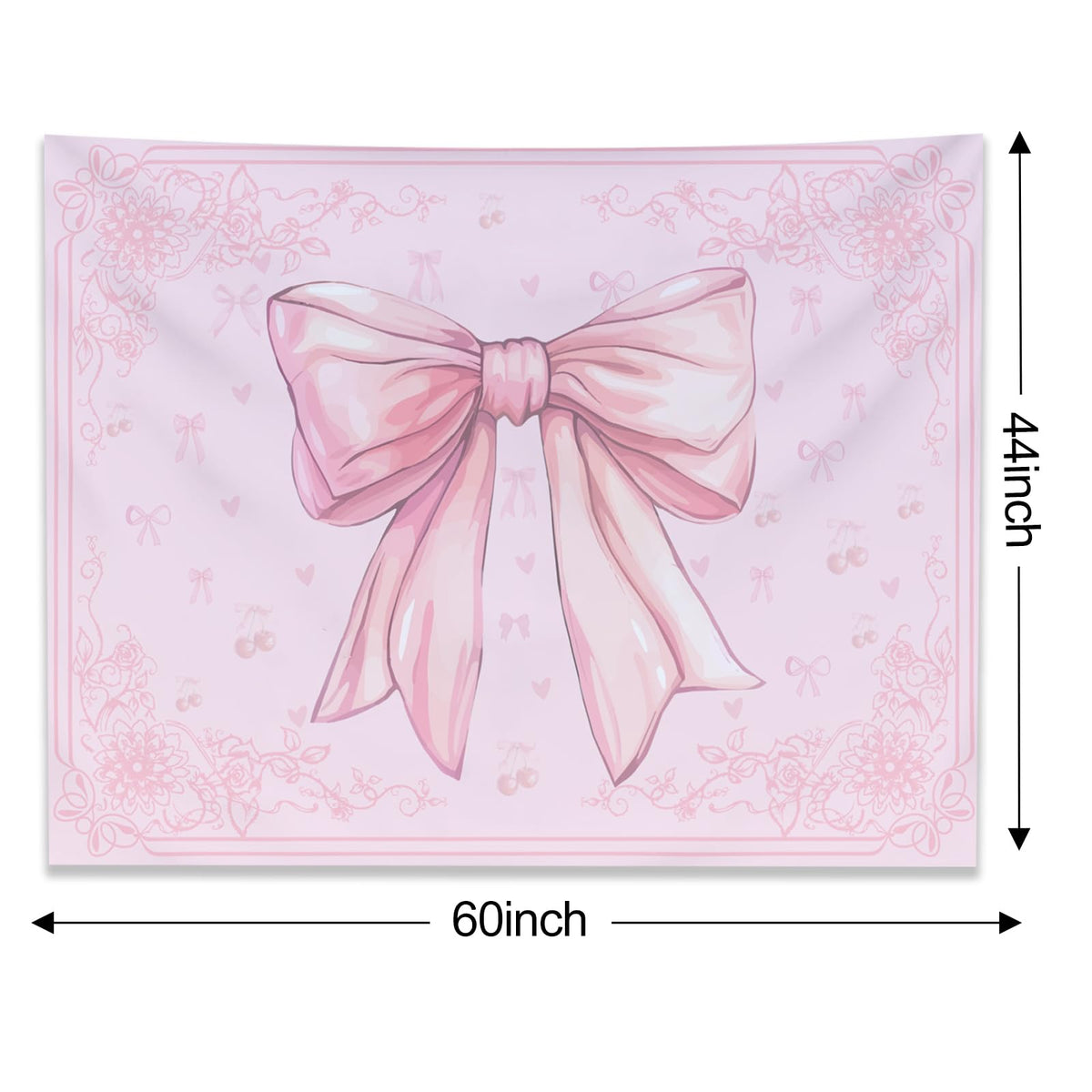 Pink Bohemian Wall Hanging Preppy Bow Tapestry for Teen Girls 60ʺ x44ʺ (Pink / 60"L x 44"W)