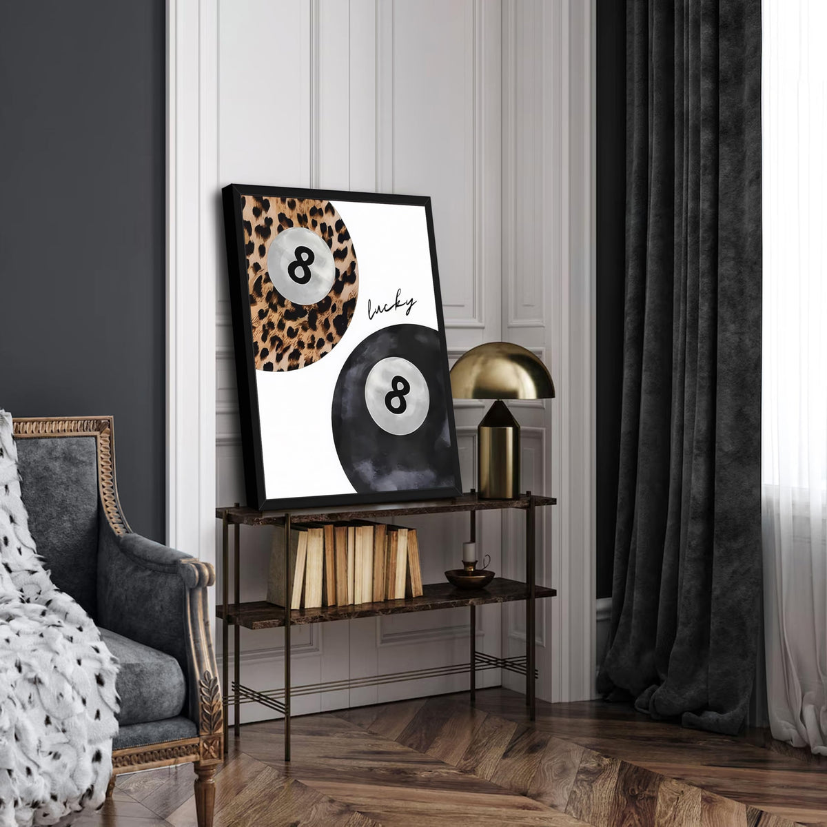 Framed Trendy Leopard Wall Art Set of 3 (Black and White Leopard / 24"L x 16"W)