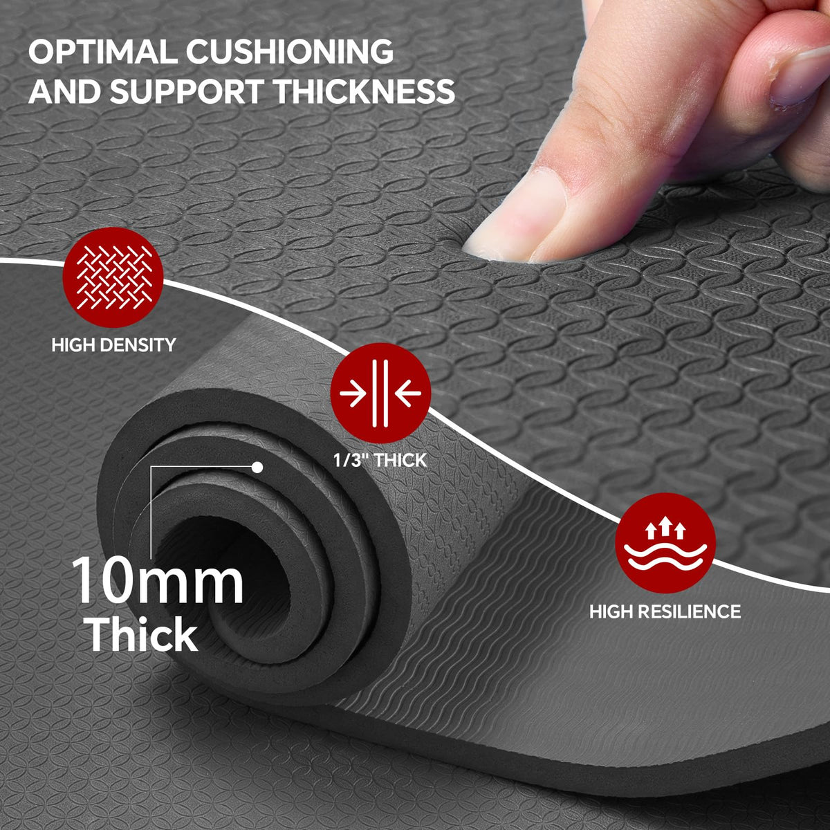 Extra Large Yoga Mat 6'x4' (Black / 72" x 48" x 0.4")
