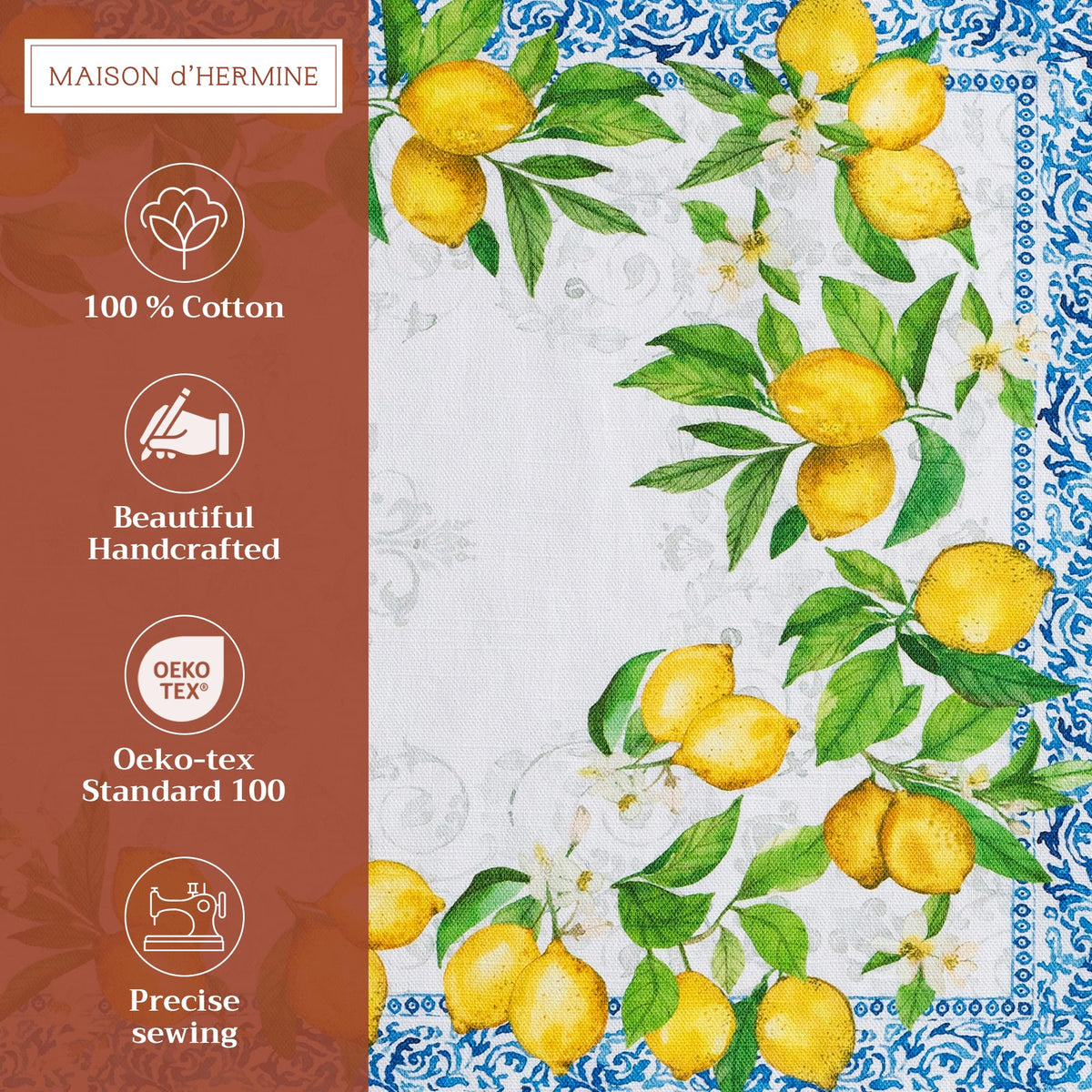 Placemats Set of 4 Reusable 100% Cotton (100 - Cedrat / 13" X 19" (Pack of 4))