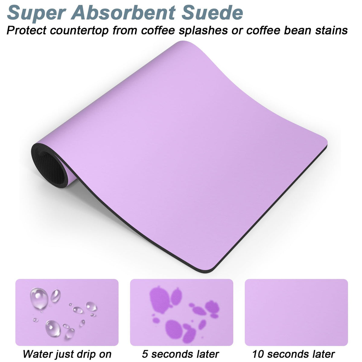 Coffee Mat 12" x 19" Coffee Bar Mats for Espresso Machine Station Accessories and Organizer (A-Vanilla Purple / 12" x 19")